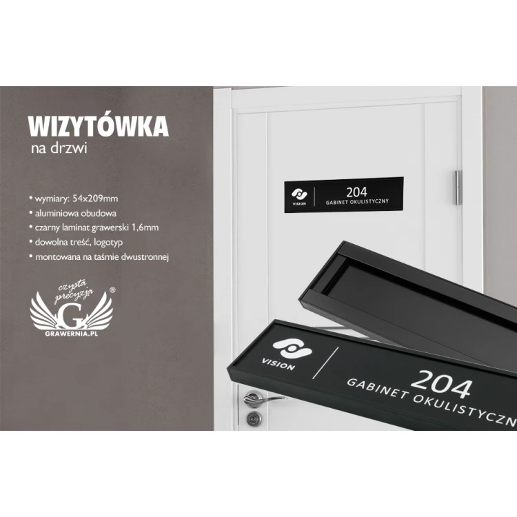 Türschild mit graviertem Schild - schwarzer Rahmen - WND003