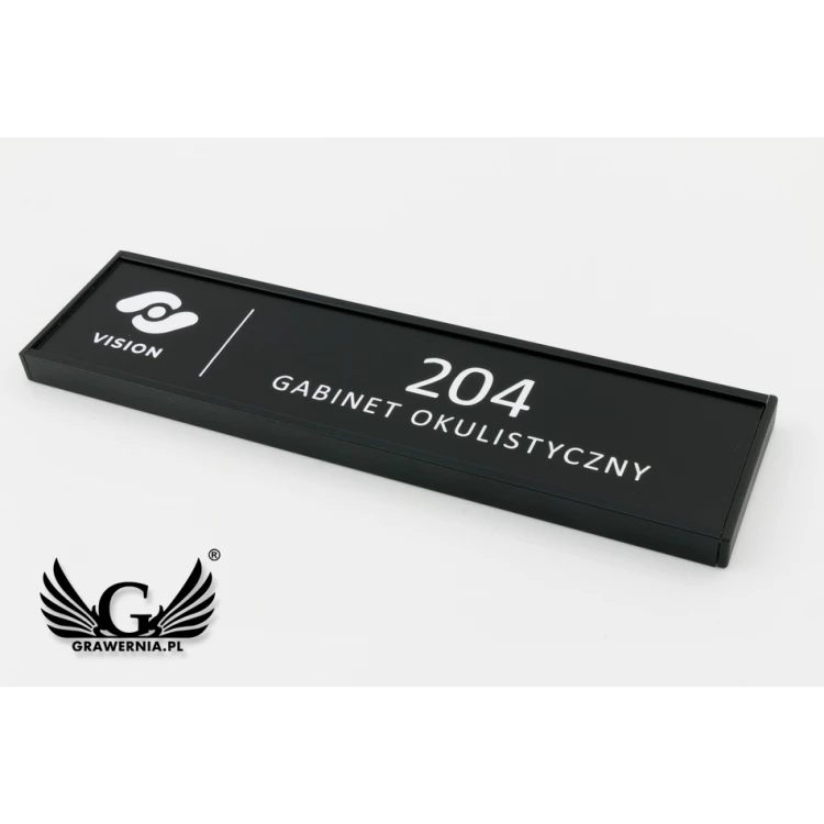 Türschild mit graviertem Schild - schwarzer Rahmen - WND003
