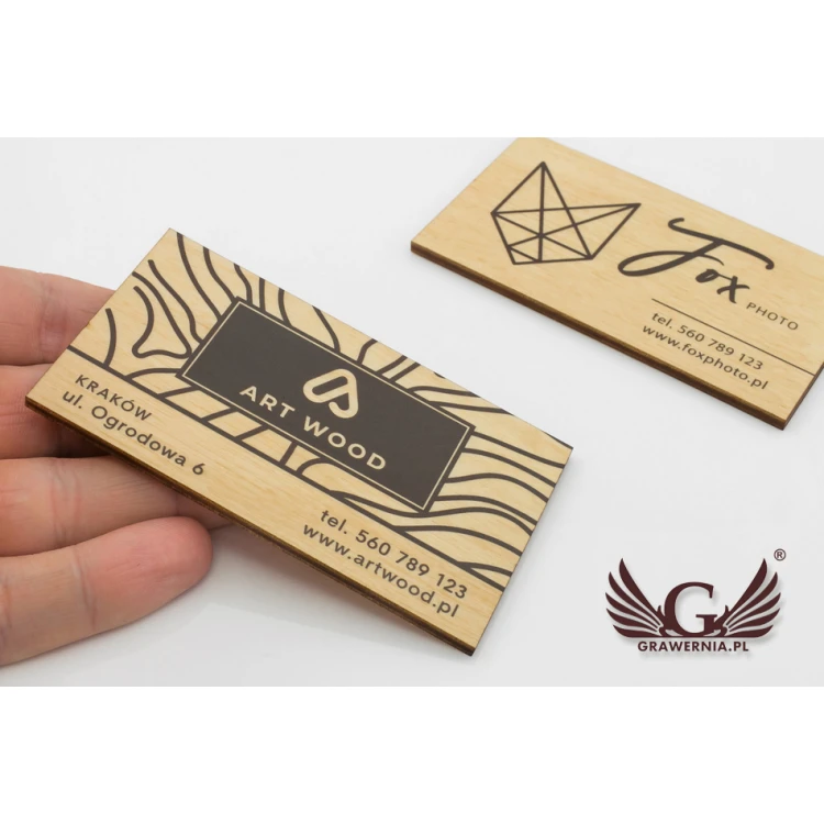 Premium Holzvisitenkarten - lackiert - UV-Druck - WZ022