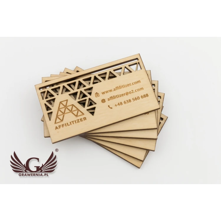 Premium Holz Visitenkarten - lackiert - graviert - WZ024