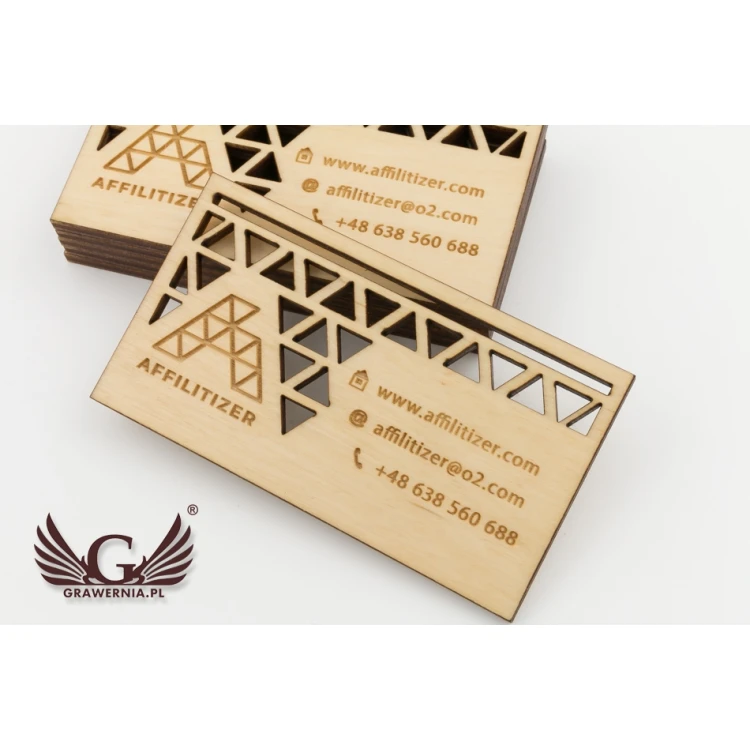 Premium Holz Visitenkarten - lackiert - graviert - WZ024