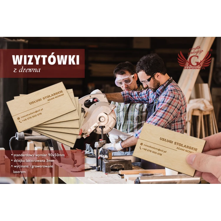 Premium Holz Visitenkarten - lackiert - graviert - WZ025