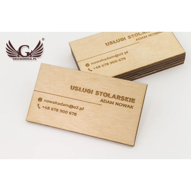 Premium Holz Visitenkarten - lackiert - graviert - WZ025