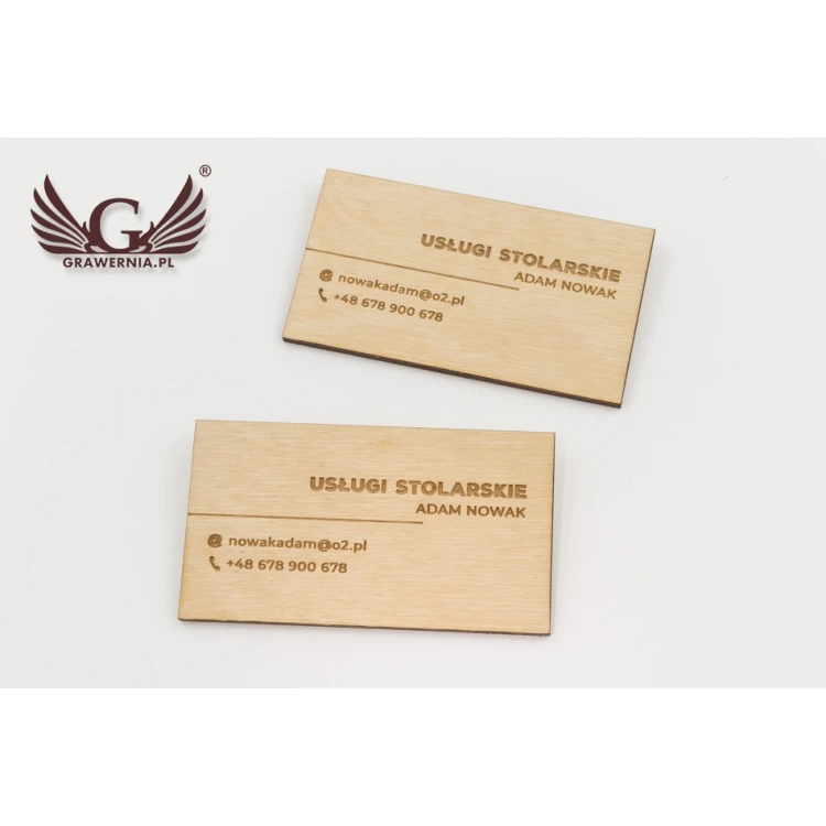 Premium Holz Visitenkarten - lackiert - graviert - WZ025