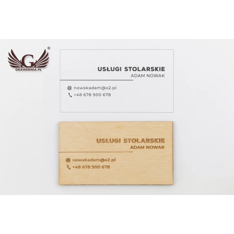 Premium Holz Visitenkarten - lackiert - graviert - WZ025