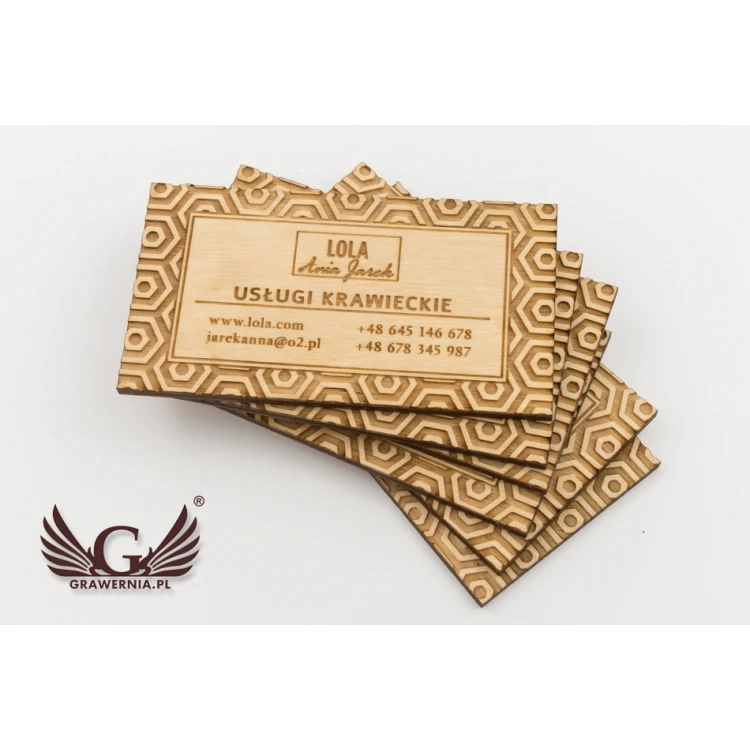 Premium Holzvisitenkarten - lackiert - graviert - WZ026