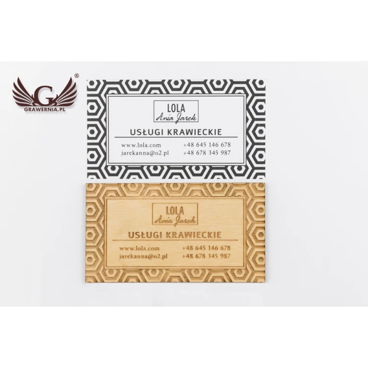 Premium Holzvisitenkarten - lackiert - graviert - WZ026
