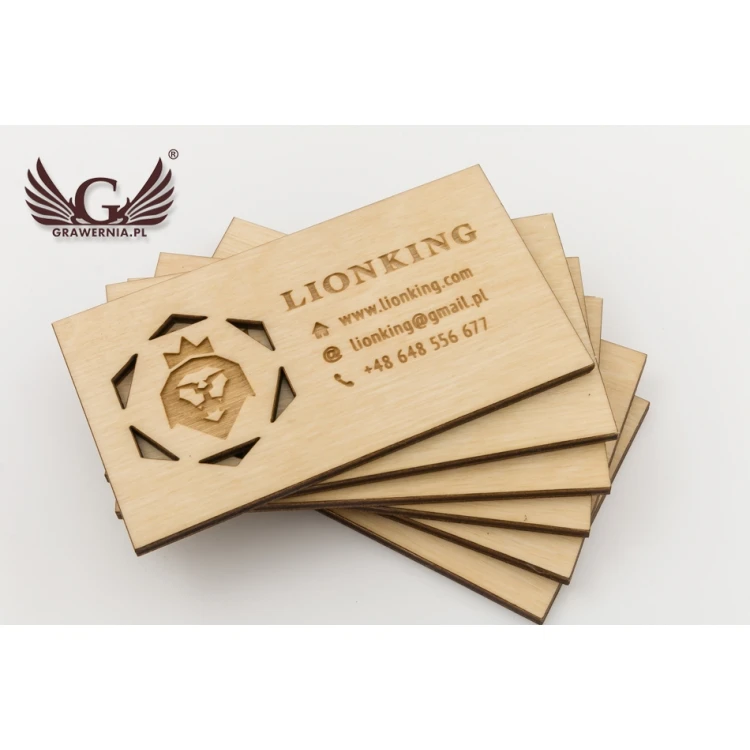 Premium Holzvisitenkarten - lackiert - graviert - WZ023