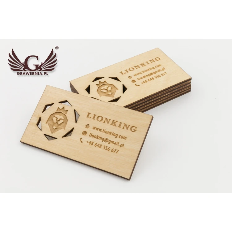 Premium Holzvisitenkarten - lackiert - graviert - WZ023