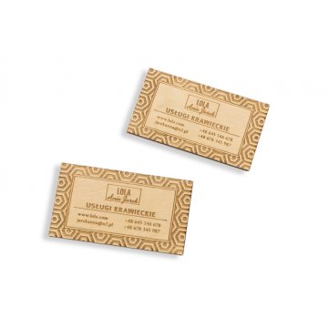 Premium Holzvisitenkarten - lackiert - graviert - WZ026