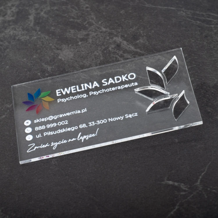 Visitenkarten aus transparentem Plexiglas - WIZ045 - farbiger UV-Druck