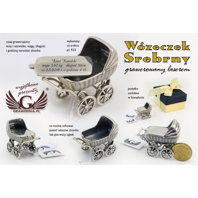 SILBERNER WAGEN - Andenken an die Heilige Taufe - Silber - Modell SRB009