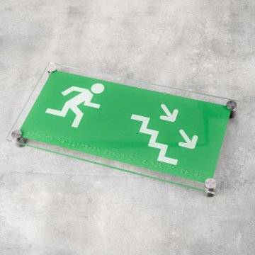 Notausgang - Plexiglas BHP Schild mit Braille-Schrift - Größe 300x150mm - TAB523