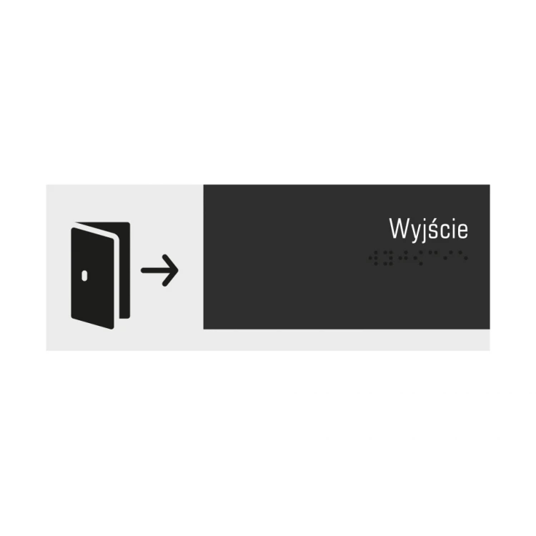 Ausgang - Schild mit Braille-Schrift - mattes Acryl und schwarze ADA Abmessungen 200x75mm - NORD - TAB323
