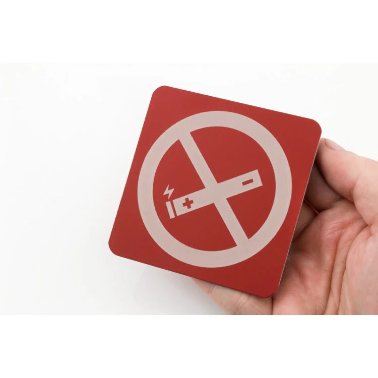 Verbot des Rauchens von elektronischen Zigaretten - rotes Aluminium 1mm - Schild 80x80mm - Z010