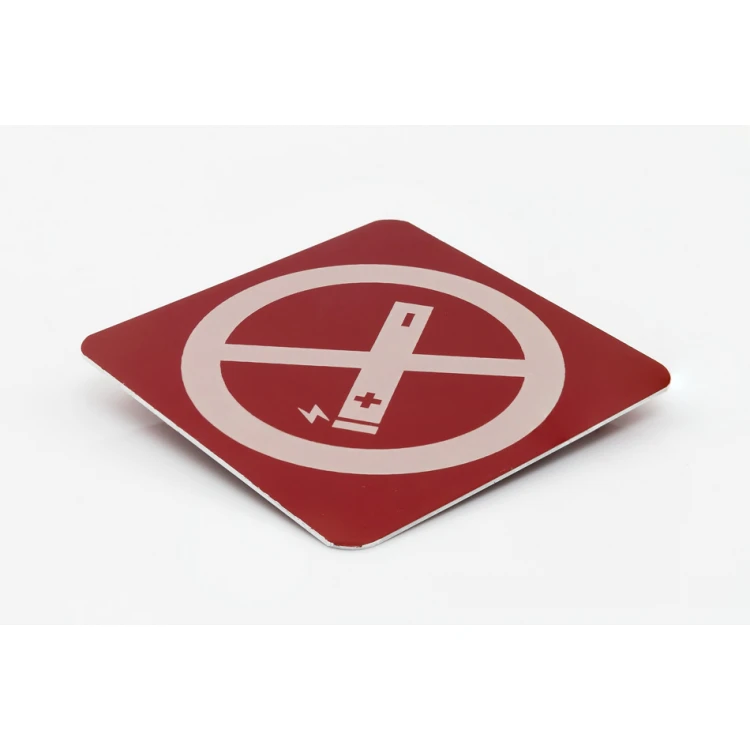 Verbot des Rauchens von elektronischen Zigaretten - rotes Aluminium 1mm - Schild 80x80mm - Z010