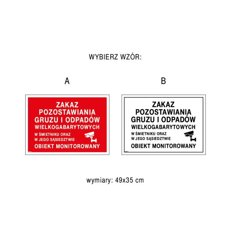 Verbot der Ablagerung von Schutt und Sperrmüll - Schild Größe 490x350mm - PVC - farbiger UV-Druck - TAB220
