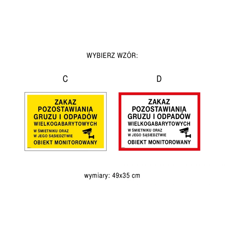 Verbot der Ablagerung von Schutt und Sperrmüll - Schild Größe 490x350mm - PVC - farbiger UV-Druck - TAB220