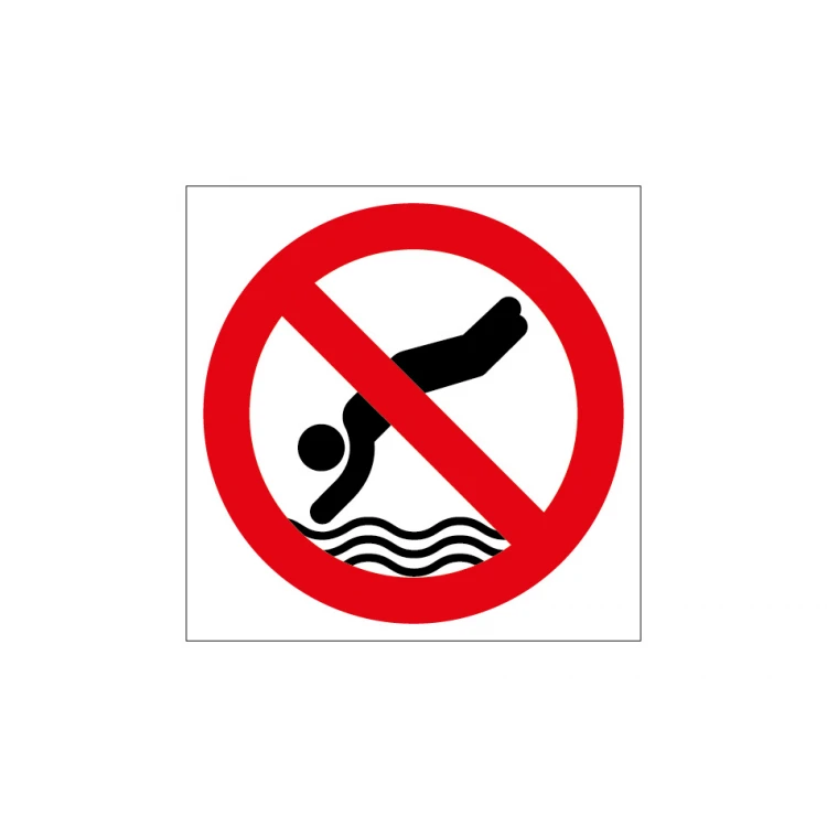 Verbotschild "Nicht ins Wasser springen" - Schild für Schwimmbad oder Badebereich Größe 420x420mm - PVC - farbiger UV-Druck - TAB226