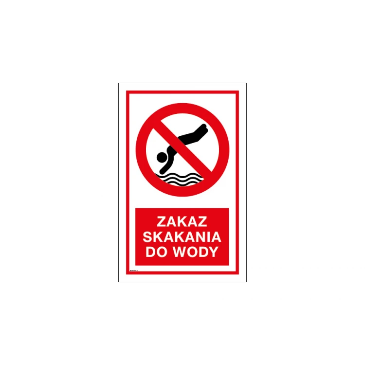 Verbotschild "Nicht ins Wasser springen" - Schild für Schwimmbad oder Badebereich Größe 420x653mm - PVC - farbiger UV-Druck - TAB228