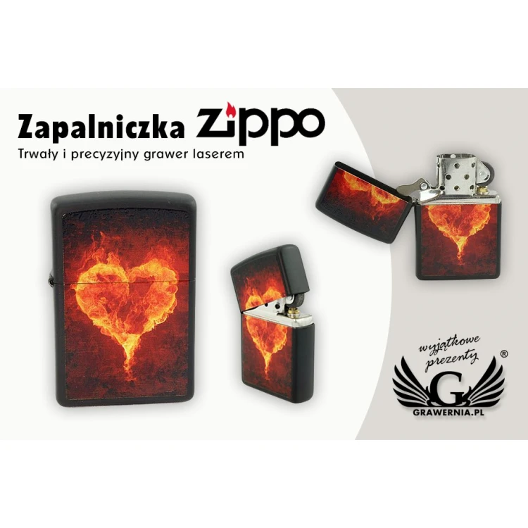 Zippo Feuerzeug Burning Heart Black Matte - ZIP017