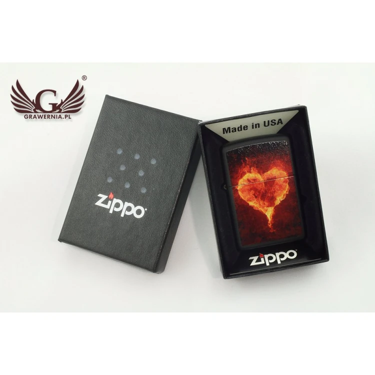 Zippo Feuerzeug Burning Heart Black Matte - ZIP017
