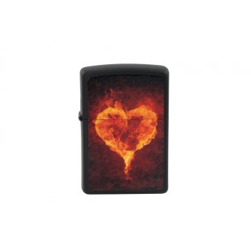 Zippo Feuerzeug Burning Heart Black Matte - ZIP017