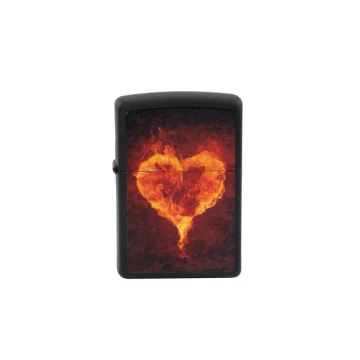 Zippo Feuerzeug Burning Heart Black Matte - ZIP017