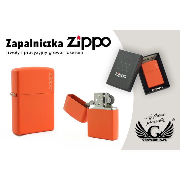 ZIPPO Feuerzeug Orange Matte Logo - ZIP035