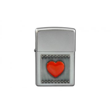 Zippo Feuerzeug Rotes Herz Satin Chrome - ZIP022