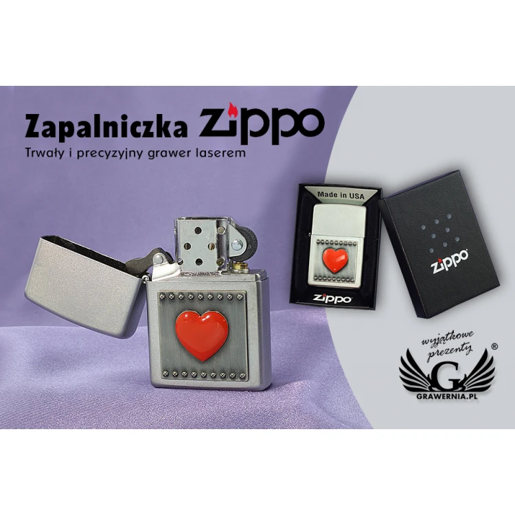 Zippo Feuerzeug Rotes Herz Satin Chrome - ZIP022