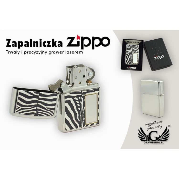 Zippo Feuerzeug Zebra High Polish Chrome - ZIP015
