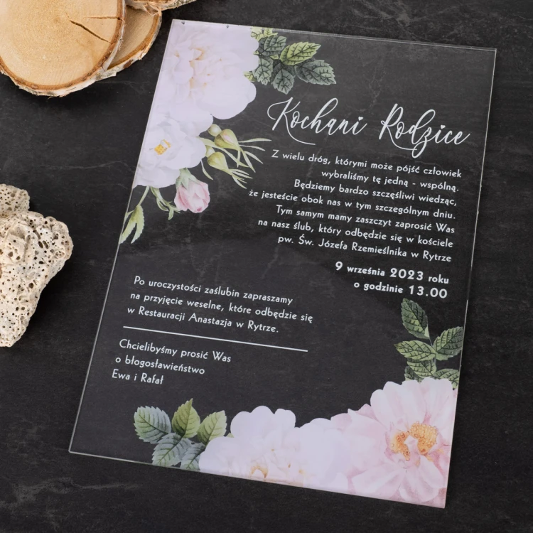 Hochzeitseinladungen für Eltern - Größe 148x210mm (A5) - Plexi 3mm mit UV-Druck - ZAP086