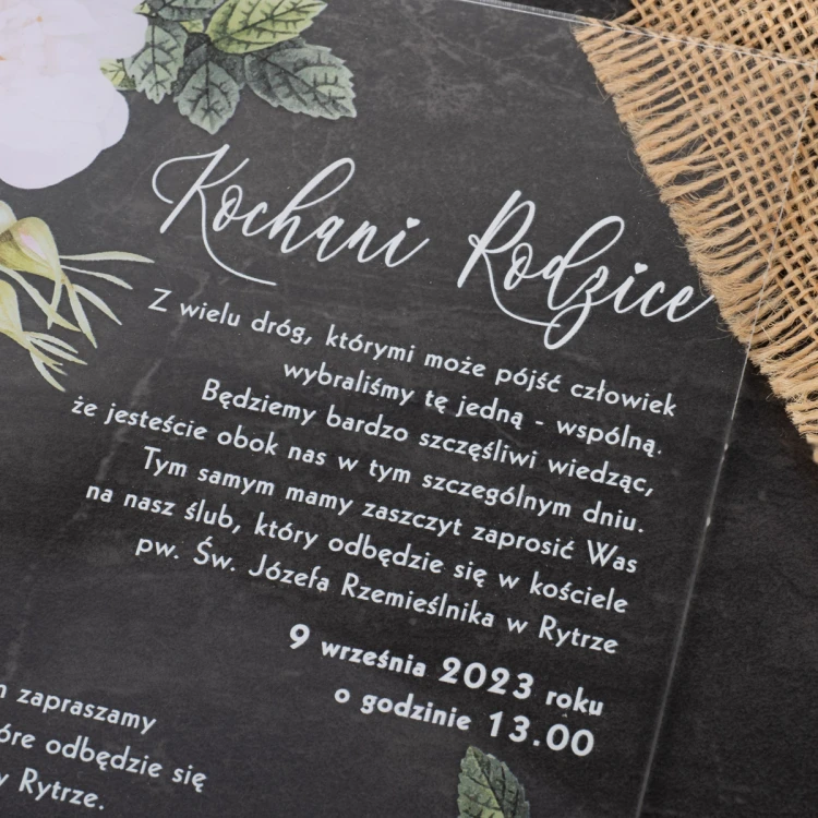 Hochzeitseinladungen für Eltern - Größe 148x210mm (A5) - Plexi 3mm mit UV-Druck - ZAP086