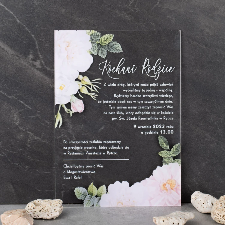 Hochzeitseinladungen für Eltern - Größe 148x210mm (A5) - Plexi 3mm mit UV-Druck - ZAP086