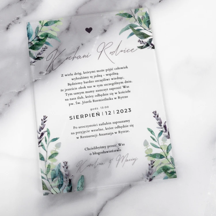 Hochzeitseinladungen für Eltern - Größe 148x210mm (A5) - Plexi 3mm mit UV-Druck - ZAP088