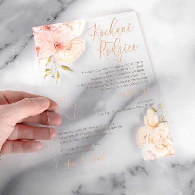 Hochzeitseinladungen für Eltern - Größe 148x210mm (A5) - Plexi 3mm mit UV-Druck - ZAP089