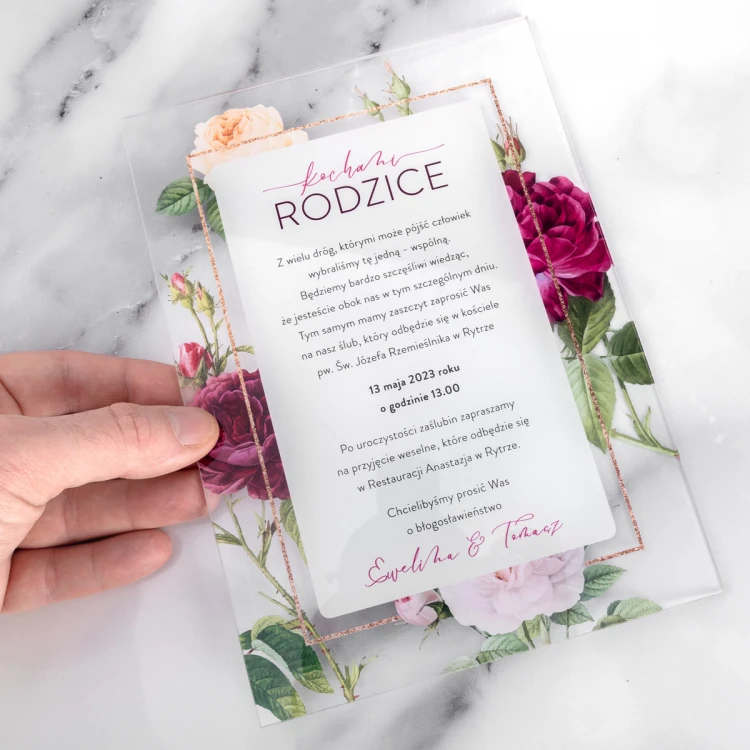 Hochzeitseinladungen für Eltern - Größe 148x210mm (A5) - Plexi 3mm mit UV-Druck - ZAP090