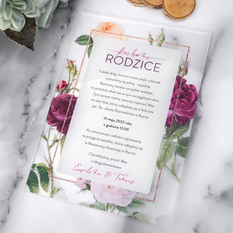 Hochzeitseinladungen für Eltern - Größe 148x210mm (A5) - Plexi 3mm mit UV-Druck - ZAP090
