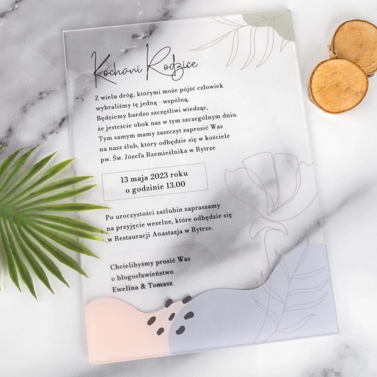 Hochzeitseinladungen für Eltern - Größe 148x210mm (A5) - Plexi 3mm mit UV-Druck - ZAP092
