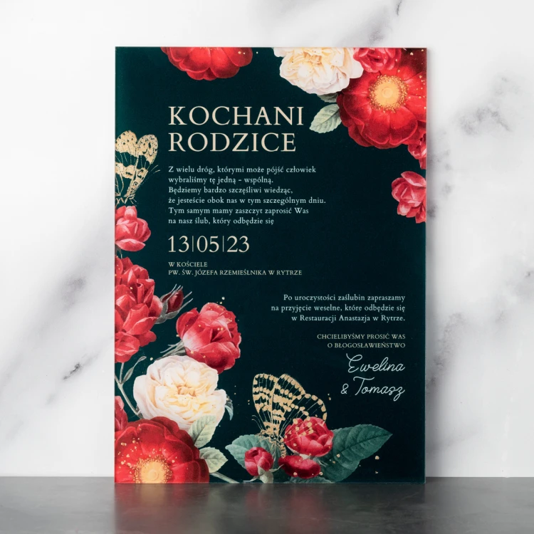 Hochzeitseinladungen für Eltern - Größe 148x210mm (A5) - Plexi 3mm mit UV-Druck - ZAP091
