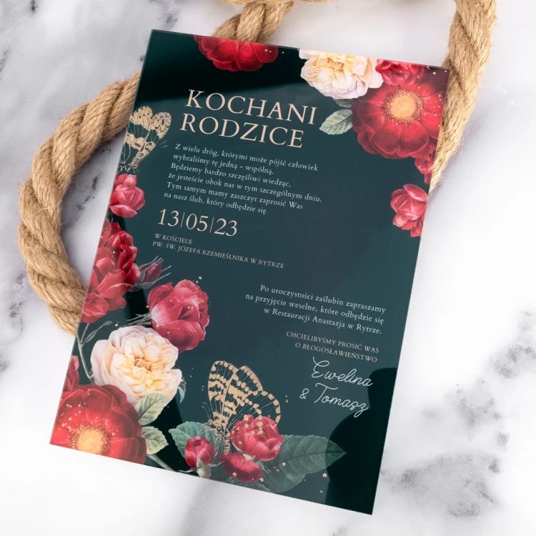 Hochzeitseinladungen für Eltern - Größe 148x210mm (A5) - Plexi 3mm mit UV-Druck - ZAP091
