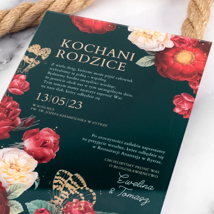 Hochzeitseinladungen für Eltern - Größe 148x210mm (A5) - Plexi 3mm mit UV-Druck - ZAP091