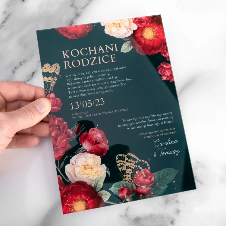 Hochzeitseinladungen für Eltern - Größe 148x210mm (A5) - Plexi 3mm mit UV-Druck - ZAP091