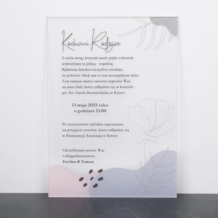 Hochzeitseinladungen für Eltern - Größe 148x210mm (A5) - Plexi 3mm mit UV-Druck - ZAP092