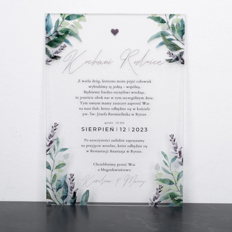 Hochzeitseinladungen für Eltern - Größe 148x210mm (A5) - Plexi 3mm mit UV-Druck - ZAP088