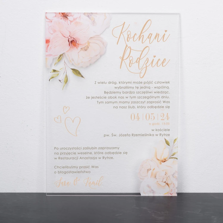 Hochzeitseinladungen für Eltern - Größe 148x210mm (A5) - Plexi 3mm mit UV-Druck - ZAP089