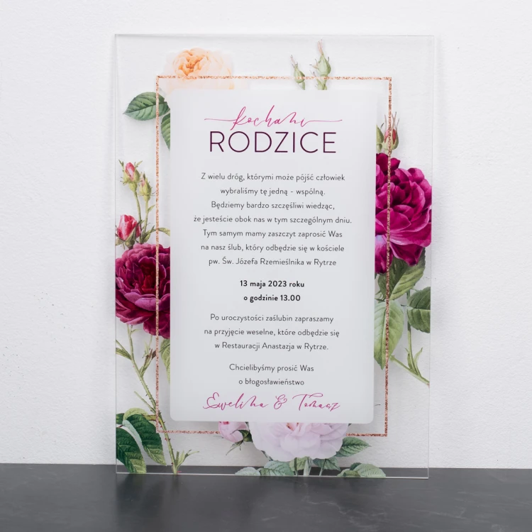 Hochzeitseinladungen für Eltern - Größe 148x210mm (A5) - Plexi 3mm mit UV-Druck - ZAP090