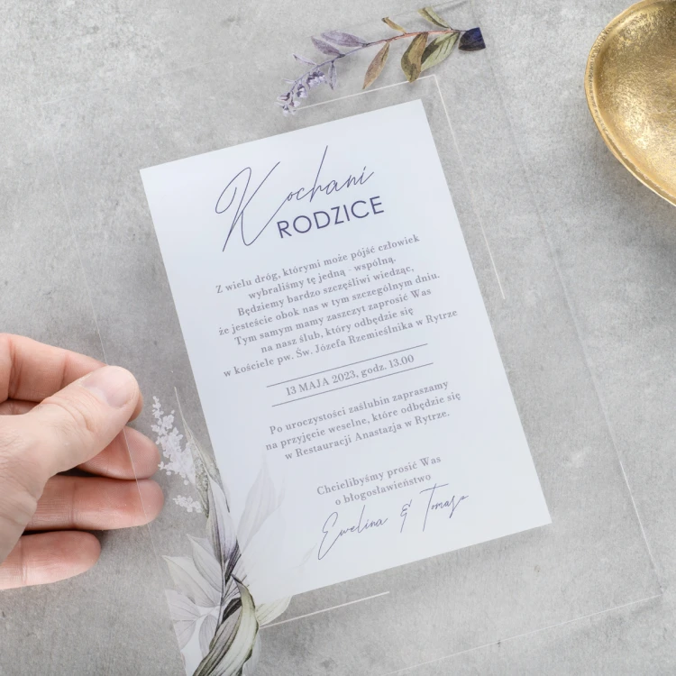 Hochzeitseinladungen für Eltern - Größe 148x210mm (A5) - Plexi 3mm mit UV-Druck - ZAP093