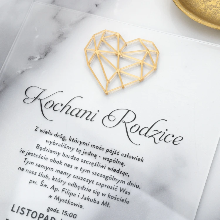 Hochzeitseinladungen für Eltern - Größe 148x210mm (A5) - Plexiglas und goldener Acryl - ZAP094